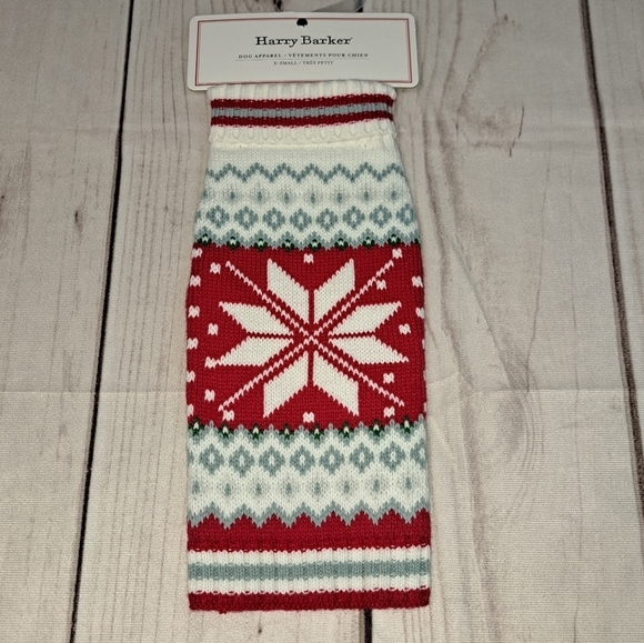 Harry Barker Dog Sweater Winter Size XS Fair Isle Knit Snowflake - Picture 1 of 5